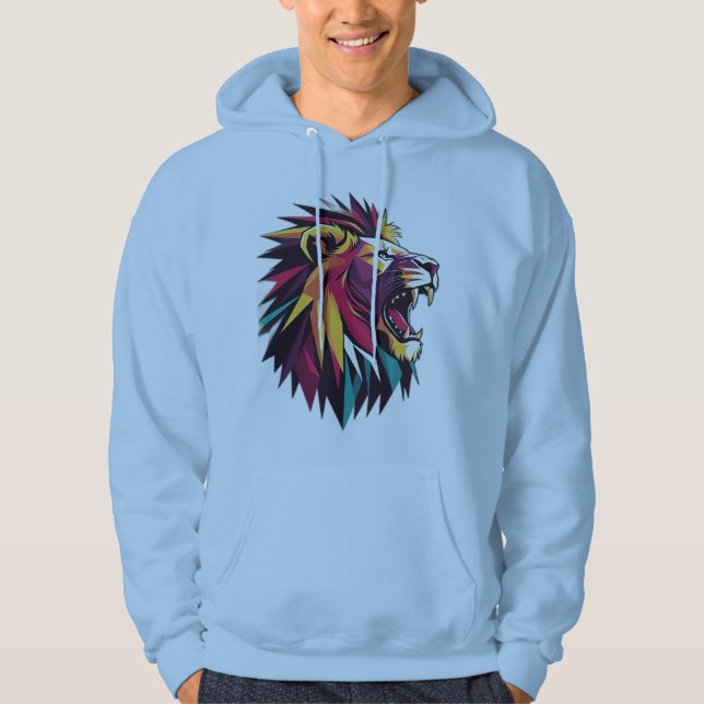 "Majestic Lejon Hoodie - Roar med Stil" (Framsida)