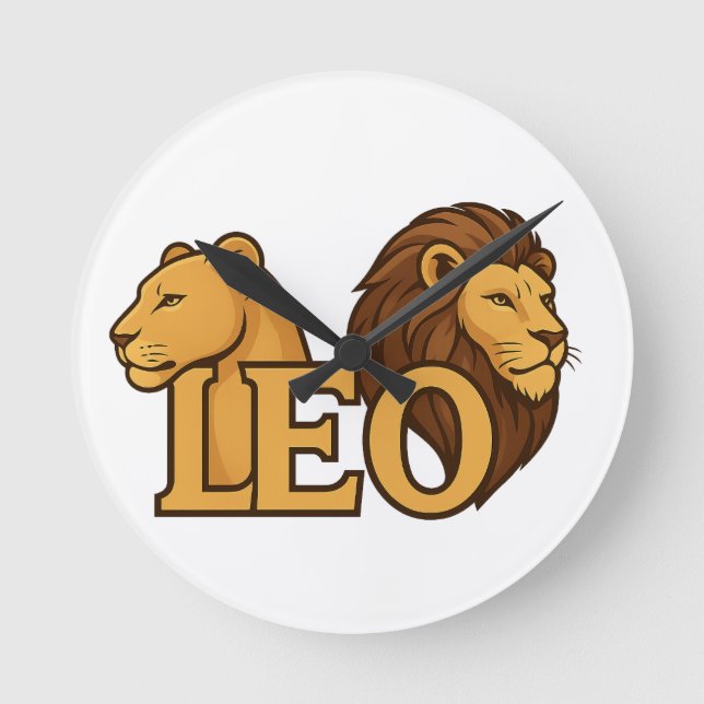 Majestic Lejon & Lioness Fusion - Fet Wildlife Rund Klocka (Framsida)