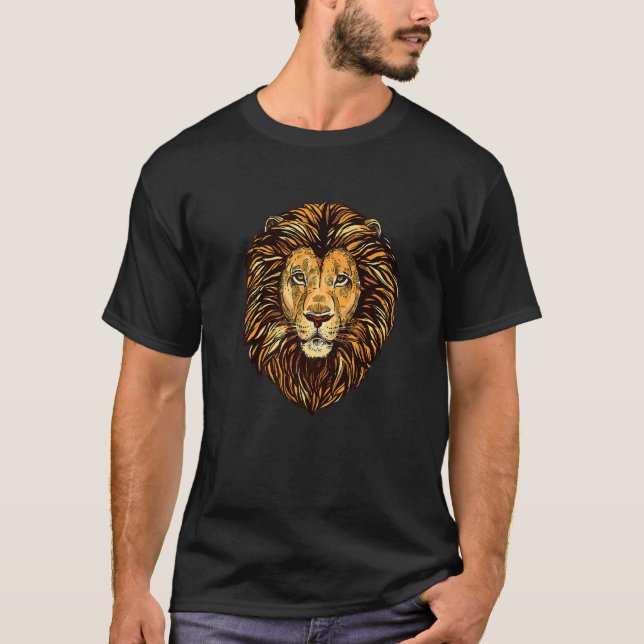 Majestic Lejon Mane Detailed Cute Animals from AFR T Shirt (Framsida)