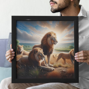 Majestic Lejon Roaming Savanna Poster