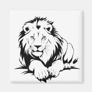 Majestic Lejon Silhouette in Bold Vector Art Magnet