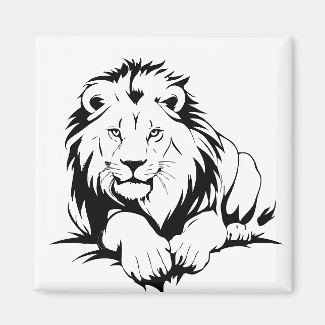 Majestic Lejon Silhouette in Bold Vector Art Magnet (Framsidan)