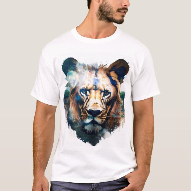 Majestic Lejon T-Shirt Design - Kung i Jungle (Framsida)