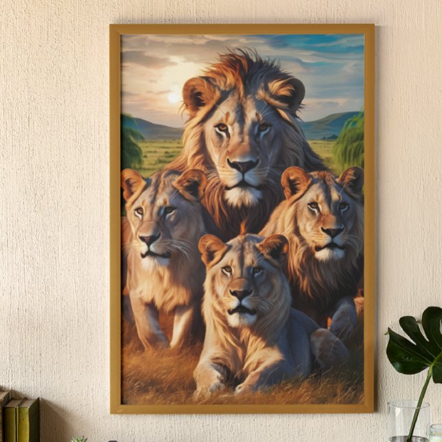 Majestic Lejon Unite på Vast Grassland Poster (Skapare uppladdad)