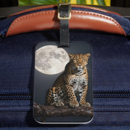 Majestic Leopard and Full Moon Bagagebricka