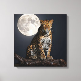 Majestic Leopard and Full Moon   Canvastryck