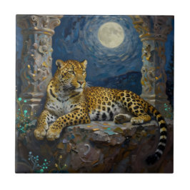 Majestic Leopard on Cliff Ledge  Kakelplatta