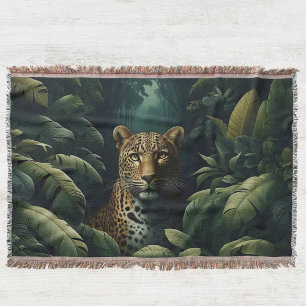 Majestic Leopard Woven Blanket and Tapestry Filt