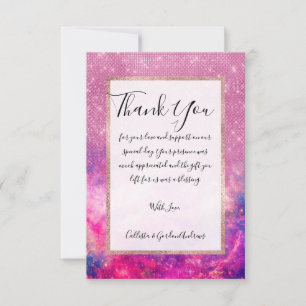 Majestic Lila Rosa Glitter Starry Nebula Tack Kort