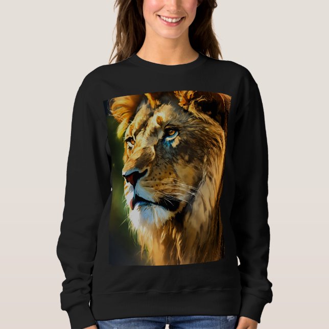 Majestic Lion Drawing T-Shirt | Hand-Drawn Wild An (Framsida)
