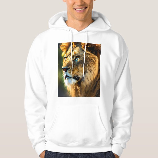 Majestic Lion Drawing T-Shirt | Hand-Drawn Wild An Hoodie (Framsida)