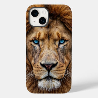 Majestic Lion Face with Blue Eyes | Wildlife Anima