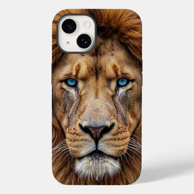 Majestic Lion Face with Blue Eyes | Wildlife Anima (Baksida)