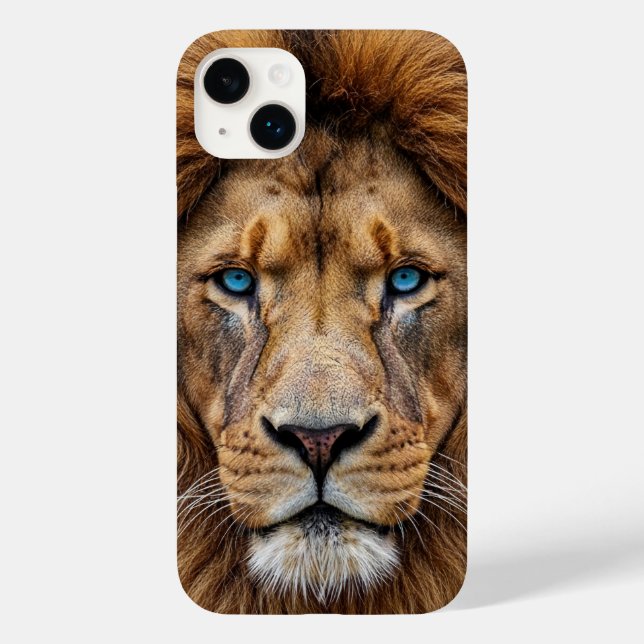 Majestic Lion Face with Blue Eyes | Wildlife Anima (Baksida)
