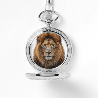 Majestic Lion Face with Blue Eyes | Wildlife Anima Armbandsur