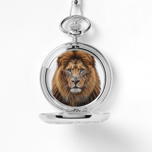 Majestic Lion Face with Blue Eyes | Wildlife Anima Armbandsur (Framsida)