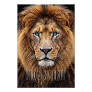 Majestic Lion Face with Blue Eyes | Wildlife Anima Fototryck