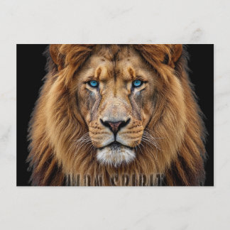 Majestic Lion Face with Blue Eyes | Wildlife Anima Meny