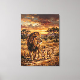 Majestic Lion Family – Golden Savannah Art Canvastryck