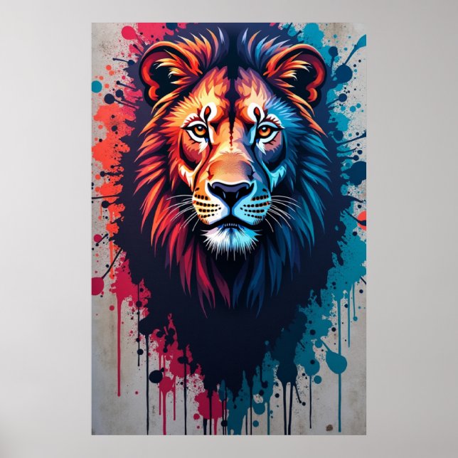 Majestic Lion Graffiti Art Poster (Framsidan)