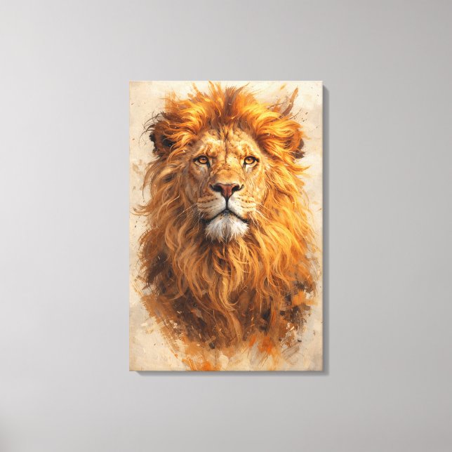 Majestic Lion Portrait – Golden Power Canvas Print (Framsida)