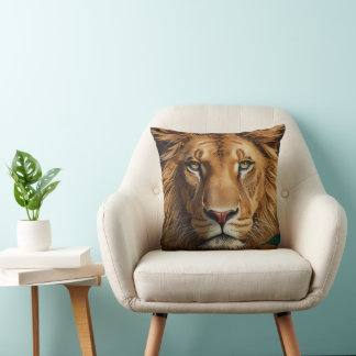 Majestic Lion Throw Pillow – Powerful Wildlife Art Kudde
