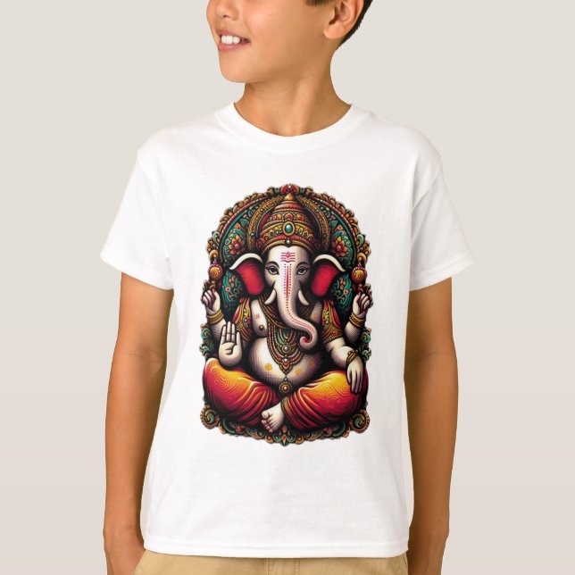 Majestic Lord Ganesha in Divine Aura" T Shirt (Framsida)