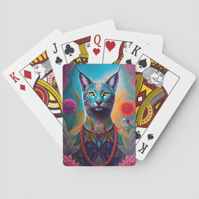 Majestic Lynx Bevackert Illustrated Spirit Animal Casinokort (Baksidan)