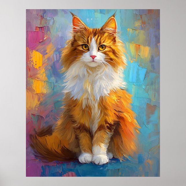Majestic Maine Coon Cat – Regal Digital Portrait Poster (Framsidan)