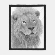 Majestic Male Lejon Black and White Digital Artwor