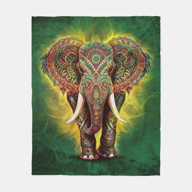 Majestic Mandala Elephant Fleecefilt (Framsidan)