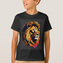 "Majestic Mane:Exklusiv Lejon Head T-Shirt Design"