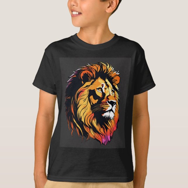 "Majestic Mane:Exklusiv Lejon Head T-Shirt Design" (Framsida)