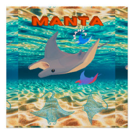 Majestic Manta Ray Design, Oceanic Majesty Perfect Poster