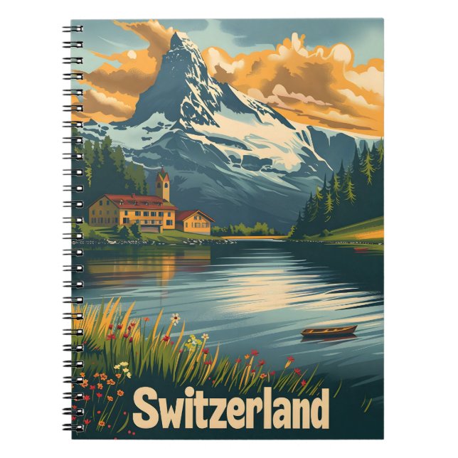 Majestic Matterhorn: Lakeside Bliss i Schweiz Anteckningsbok (Framsidan)