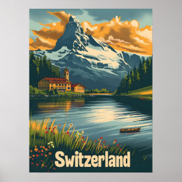 Majestic Matterhorn: Lakeside Bliss i Schweiz Poster
