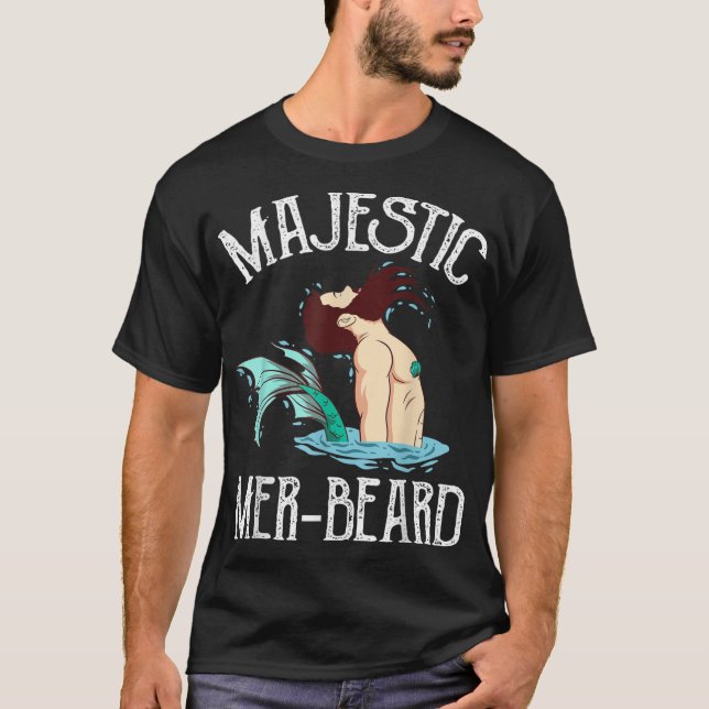 Majestic Mer-Beard Funny Merman Manly Merman T Shirt (Framsida)