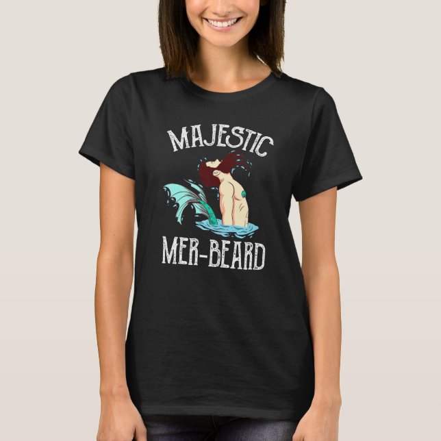 Majestic Mer Beard Merman Manly Merman T Shirt (Framsida)