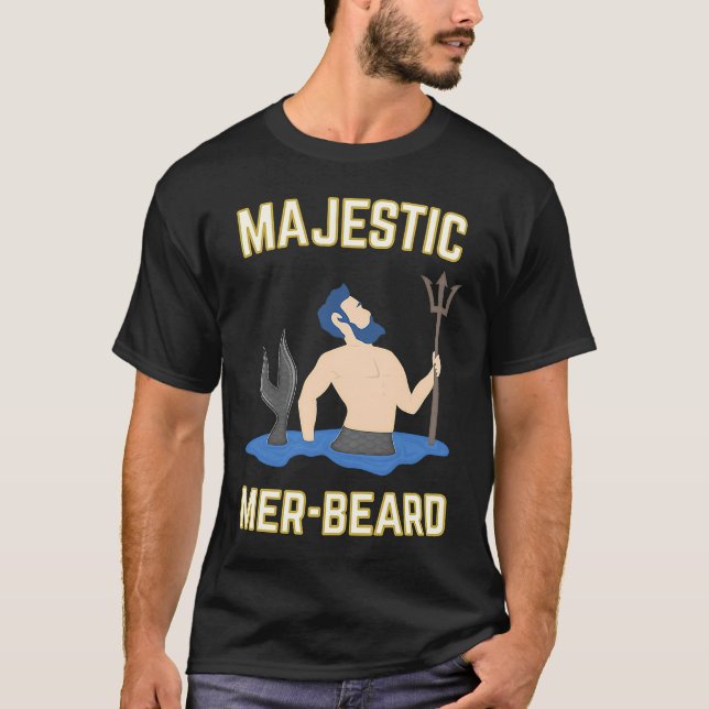 Majestic Mer Beard Merman Manly T Shirt (Framsida)