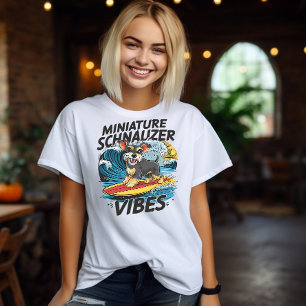 Majestic Miniature Schnauzer Surfing A Wave T Shirt