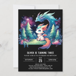 Majestic Minimalist Dragon Birthday Inbjudningar