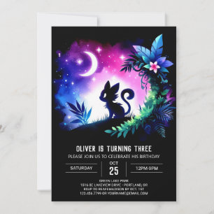 Majestic Modern Cat Birthday Inbjudningar