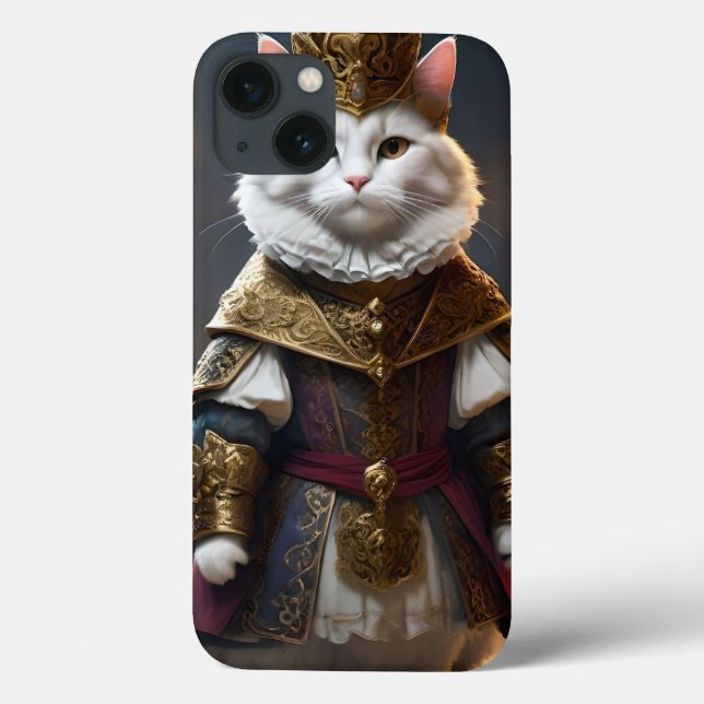 "Majestic Monarch: Regal White Cat in Robes" (Baksida)