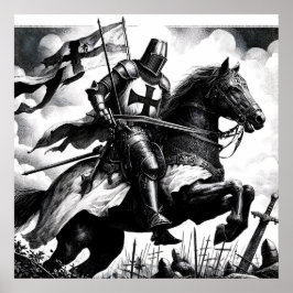 Majestic Monochrome Medieval Knight Poster