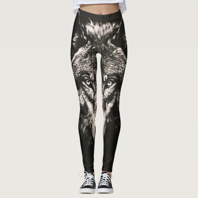 Majestic Monochrome Vild Varg Leggings (Framsida)