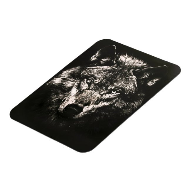 Majestic Monochrome Vild Varg Magnet (Vänstra Sidan)