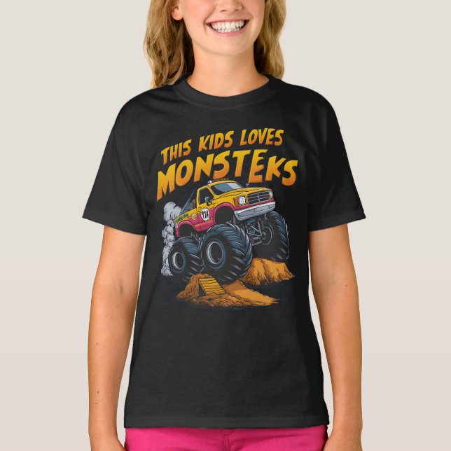 Majestic Monster Lastbil erövrar Dirt Mountain T Shirt (Framsida)
