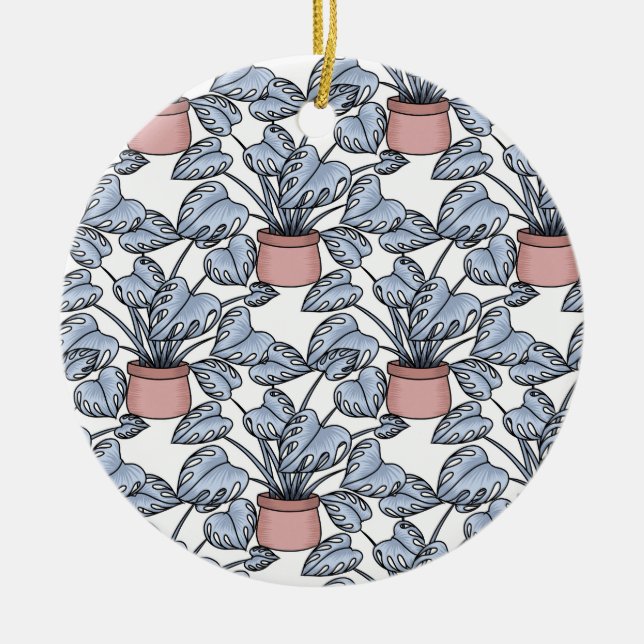 Majestic monstera julgransprydnad keramik (Framsidan)