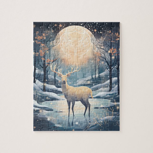 Majestic Moonlight Reindeer jul Helgdag Pussel (Vertikal)