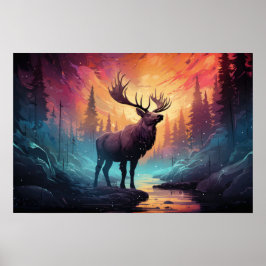 Majestic Moose (Elk) från Bäck Wildfire Background Poster